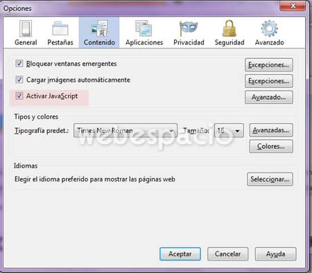 configuracion firefox