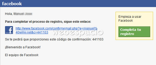 confirmar creacion cuenta facebook