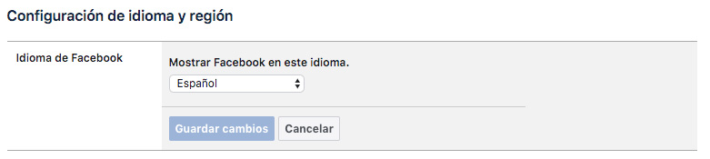 mostrar facebook este idioma