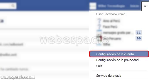 configurar cuenta facebook