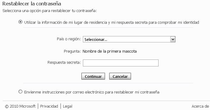 cambiar clave de windows live