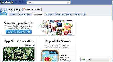 Aplicación de Apple App Store en Facebook