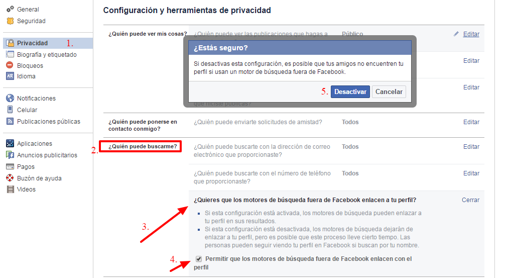 borra tu perfil de facebook en google