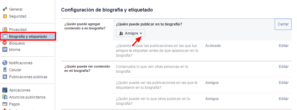 privacidad publicaciones de amigos en facebook