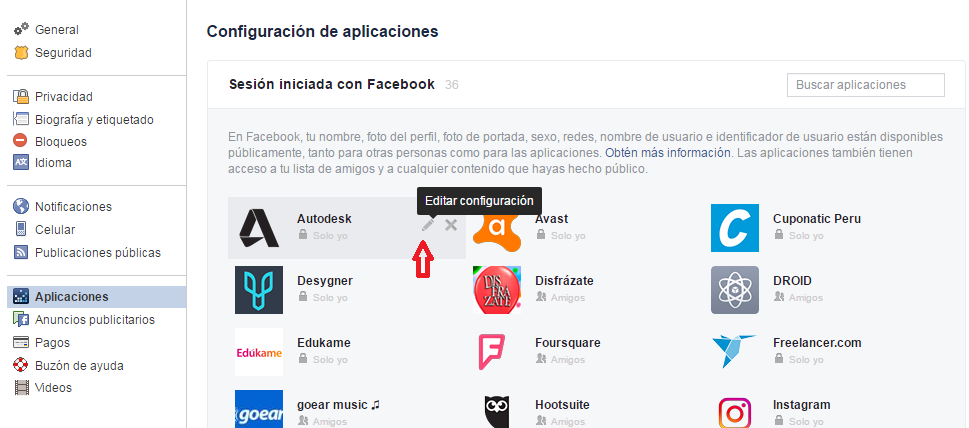 privacidad en aplicaciones de facebook