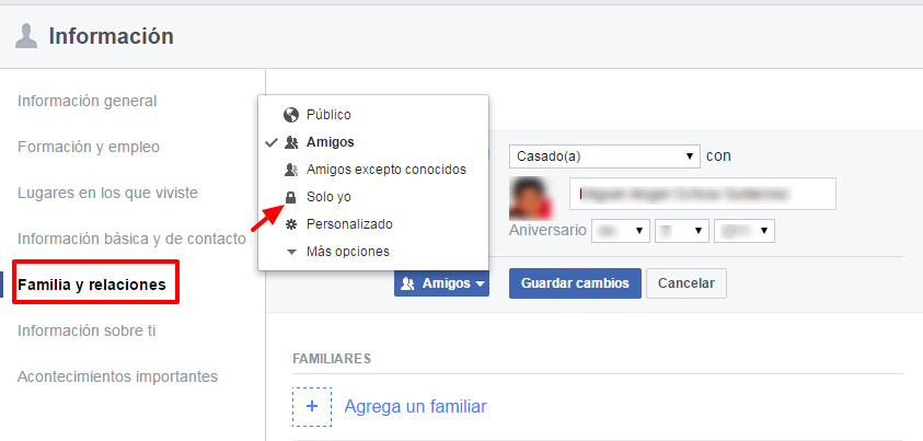 privacidad de relaciones en facebook