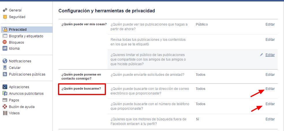 quitar el perfil de resultado de facebook