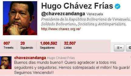 hugo chavez 1millon en twitter