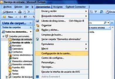 clic configurar cuenta outlook