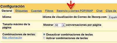 clic reenvio correo pop gmail