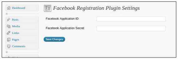 facebook registro wordpress