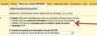 habilitar pop gmail