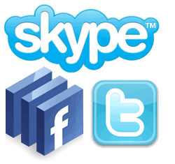 skype facebook twitter