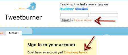 clic nueva cuenta tweetburner