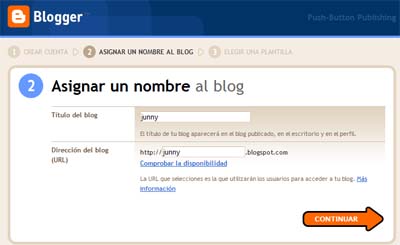 asignar nombre para crear un blog