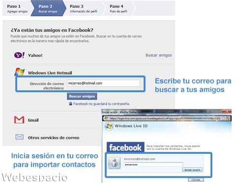 completar perfil facebook buscar