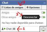 desconectar listas chat facebook