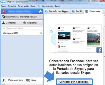 como conectar facebook con skype 