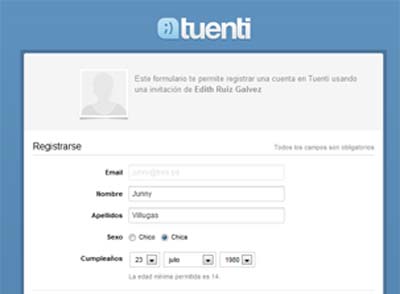 egistrarse para crear cuenta en tuenti