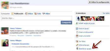 Abandonar grupos de Facebook
