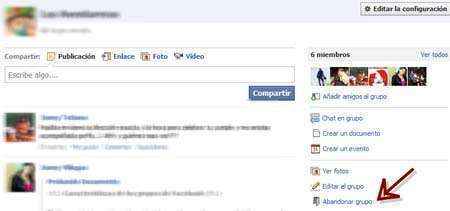 Abandonar grupos de Facebook
