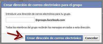 cuadro crear correo grupo facebook