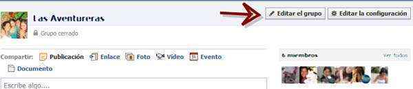 modificar  configuración grupos de facebook