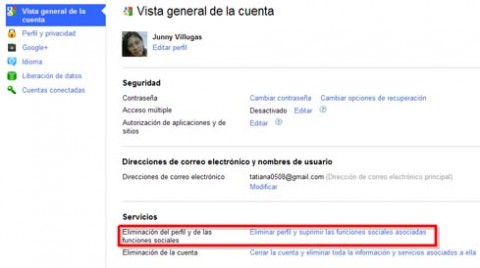 eliminar perfil google plus