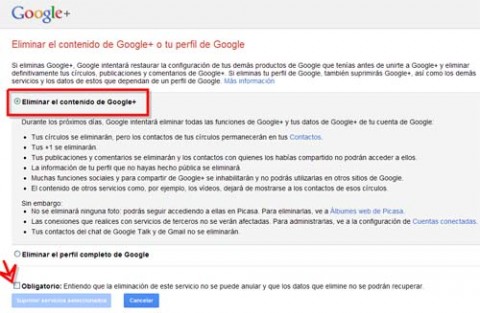 borrar perfil en google plus