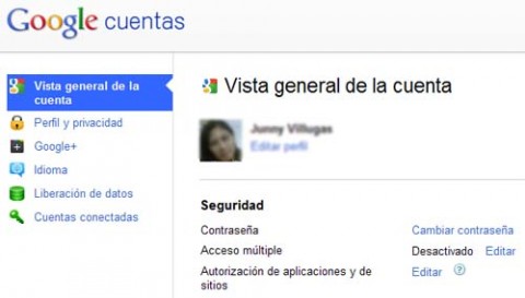 vista general cuenta google