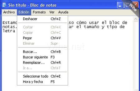 formato fuente notepad