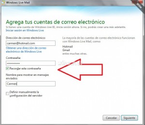 Agregando un correo electrónico en Windows Live Mail