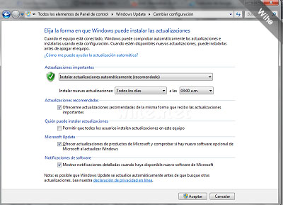 Como debe quedar tu configuración de Windows Update