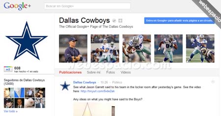 Dallas cowboys en gooogle plus