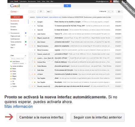 nueva interfaz de gmail