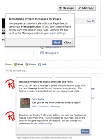  Facebook ya permite mensajes privados entre páginas y usuarios