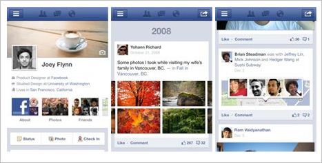 Facebook lanza “TimeLine” para Android y su sitio móvil.