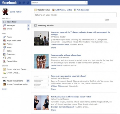 Facebook prueba “trending articles” en el suministro de noticias
