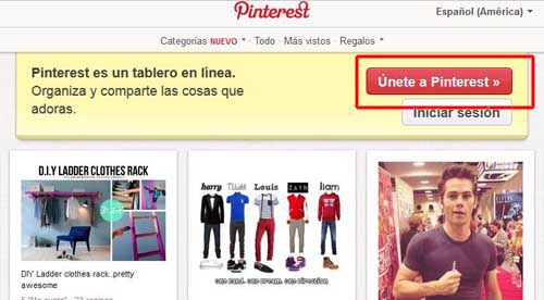 ingresar a Pinterest