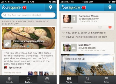 aplicación móvil Foursquare