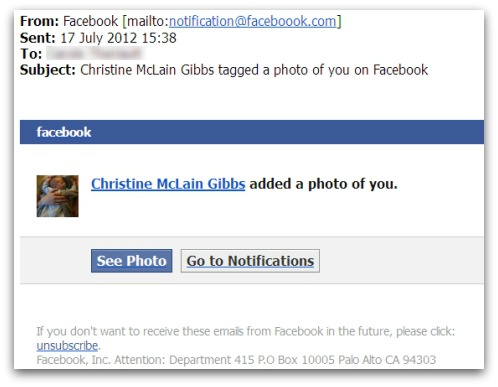 Falso correo de Facebook “ha sido etiquetado en un foto” contiene virus