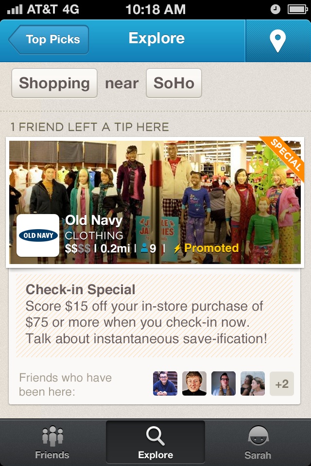 Foursquare lanza sus primeros anuncios “actualizaciones promocionadas”