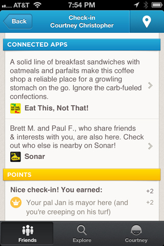 Foursquare “Connected Apps”