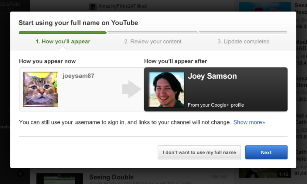 Youtube recomienda usar nombres reales de Google+