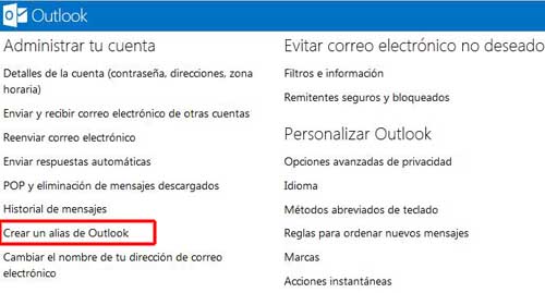 direcion de outlook