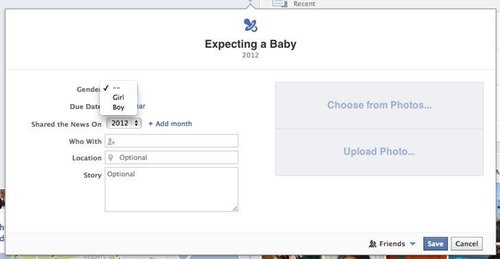 Facebook añade opción “esperando un bebé