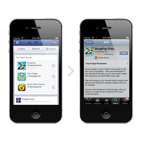 Facebook prueba anuncios sobre aplicaciones en móviles