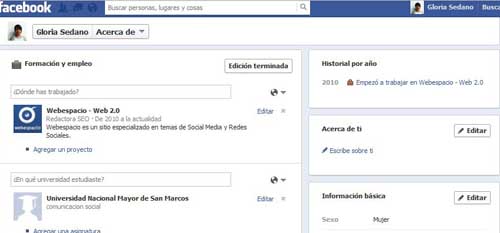 completar perfil de facebook