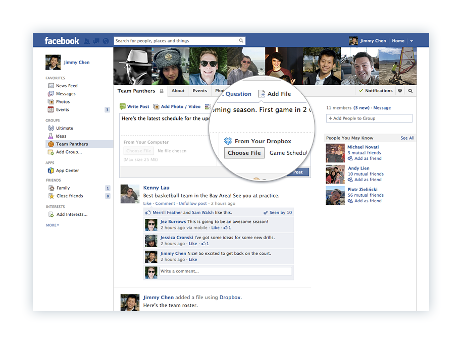 Comparte archivos de Dropbox en los grupos de Facebook