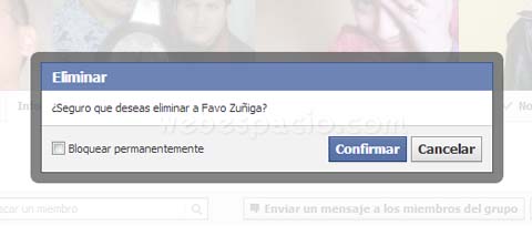 confirmar eliminar miembro de grupo de facebook